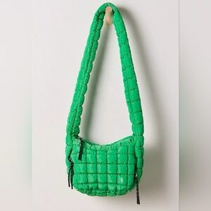 New FP Movement Free People Quilted Baby Caryall Sling Bag Purse Kelly Green